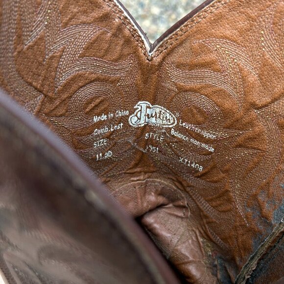 Justin Men's Stampede Brown Western Boots Size 11 1/2 D Style 2551 - Picture 3 of 14